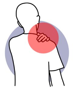 ציור של כאבים בגב העליון בצד ימין עם הדגשה