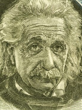 Albert Einstein (1879-1955) on 5 Pounds 1968 Banknote from Israel. German born theoretical physicist regarded as the father of modern physics.